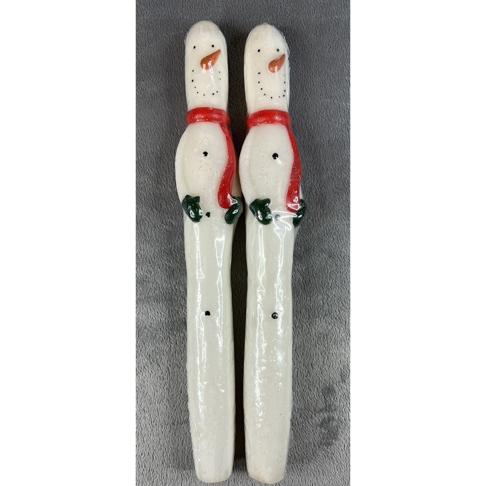 Vintage Snowman Christmas Holiday Stick Tapered Candle Pair‎ Of 2